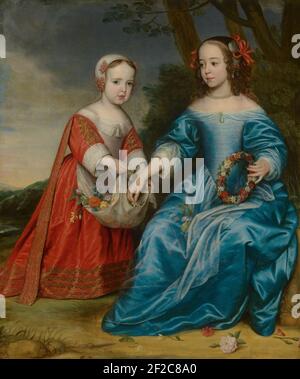 Doppelporträt von Prinz Willem III. (1650-1702) und seiner Tante Maria, Prinzessin von Oranien (1642-1688), als Kinder von Gerard van Honthorst Mauritshuis 64. Stockfoto