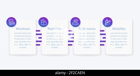 Infografiken, Bannerdesign mit Fitness-Icons Stock Vektor