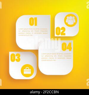 Infografik Web-Business-Konzept mit Text Licht Web-Elemente und Symbole auf orangefarbenem Hintergrund isolierte Vektordarstellung Stock Vektor