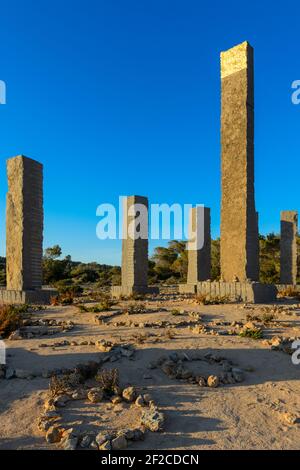 Ibiza. Spanien - 25. April 2014: Zeit und Raum von Andrew Rogers, ist eine Land Art Kreation von dem Philanthropen und Geschäftsmann Guy Laliberté gespendet Stockfoto