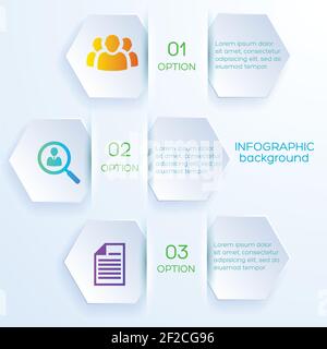 Business Options Infografik Konzept mit sechseckigen Lesezeichen auf Papier Hintergrund In realistischer Vektordarstellung Stock Vektor