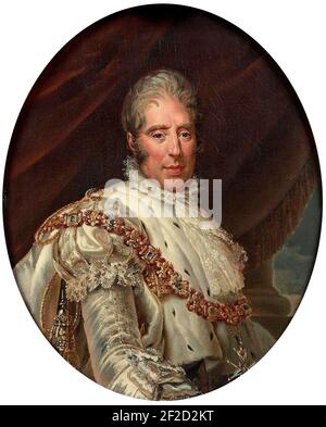 Portrait de Charles X en costume de sacre. Stockfoto