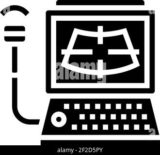 Abbildung des Glyphen-Symbols für Ultraschall-Radiologie-Computer Stock Vektor