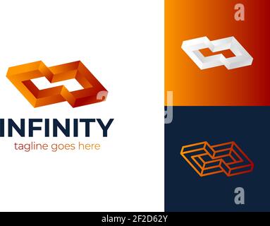 Abstract Box Cube Infinity Logo Icon Vorlage. Blockchain und Technologie Stock Vektor