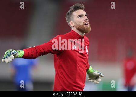 PIRÄUS, GRIECHENLAND - MÄRZ 11: Team von Olympiakos während der Olympiacos gegen Arsenal - UEFA Europa League Runde von 16 Bein ein Spiel zwischen Olympiacos FC an Stockfoto