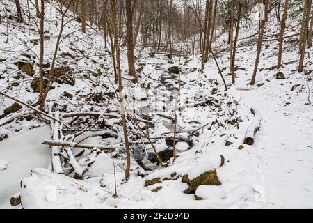 Tiffany Falls Ancaster Ontario Kanada im Winter Stockfoto