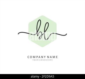 BL Anfangsbuchstabenhandschrift und Signaturlogo. Ein Konzept handschriftlich Initiallogo mit Template-Element. Stock Vektor
