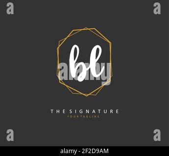 BL Anfangsbuchstabenhandschrift und Signaturlogo. Ein Konzept handschriftlich Initiallogo mit Template-Element. Stock Vektor