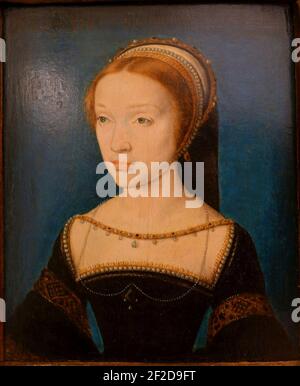 Porträt einer jungen Frau, wahrscheinlich Jacqueline de Rohan, von Corneille de Lyon, wahrscheinlich gemalt in Lyon, c.. 1535-1536, Stockfoto