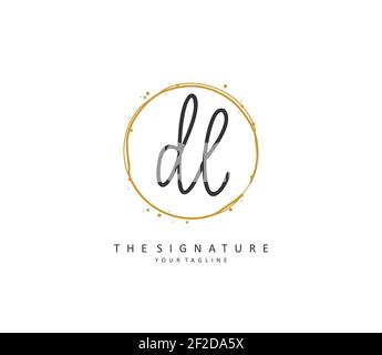 DL Anfangsbuchstabe Handschrift und Unterschrift Logo. Ein Konzept handschriftlich Initiallogo mit Template-Element. Stock Vektor