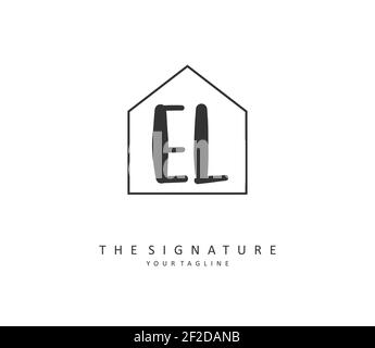 EL Initial Brief Handschrift und Unterschrift Logo. Ein Konzept handschriftlich Initiallogo mit Template-Element. Stock Vektor