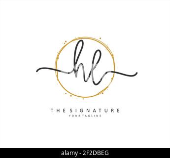 HL Initial Letter Handschrift und Unterschrift Logo. Ein Konzept handschriftlich Initiallogo mit Template-Element. Stock Vektor