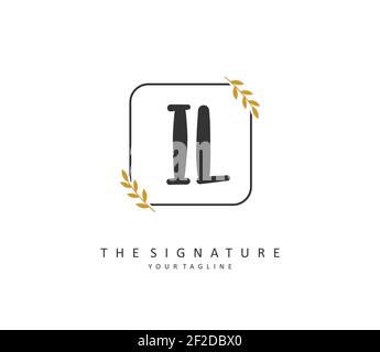 IL Initial Letter Handschrift und Unterschrift Logo. Ein Konzept handschriftlich Initiallogo mit Template-Element. Stock Vektor