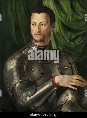 Porträt von Cosimo I de' Medici in Rüstung (Von Agnolo Bronzino) Stockfoto