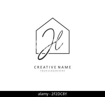 JL Anfangsbuchstabenhandschrift und Signaturlogo. Ein Konzept handschriftlich Initiallogo mit Template-Element. Stock Vektor