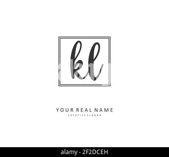 KL Initial Letter Handschrift und Unterschrift Logo. Ein Konzept handschriftlich Initiallogo mit Template-Element. Stock Vektor