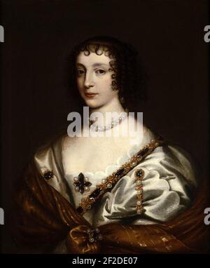 Porträt von Henrietta Maria (1609-1669), Königin von England, Gemahlin von Karl I. aus dem Atelier von Sir Anthony Van Dyck. Stockfoto