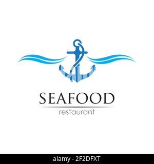 Seafood Restaurant Logo Design. Logo-Konzept für Fisch, Lebensmittel und Getränke. Vorlage für Vektorlogos Stock Vektor