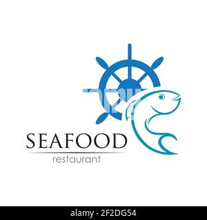 Seafood Restaurant Logo Design. Logo-Konzept für Fisch, Lebensmittel und Getränke. Vorlage für Vektorlogos Stock Vektor
