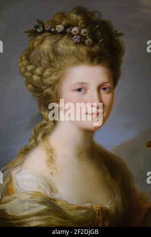 Porträt von Sarah Harrop (Frau Bates) als Muse, Detail, von Angelica Kauffmann, Englisch, 1780-1781, Stockfoto