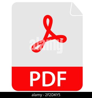 pdf-Symbol auf weißem Hintergrund. Datei PDF-Symbol Zeichen. PDF-Format-Symbol. Flacher Stil. Stockfoto