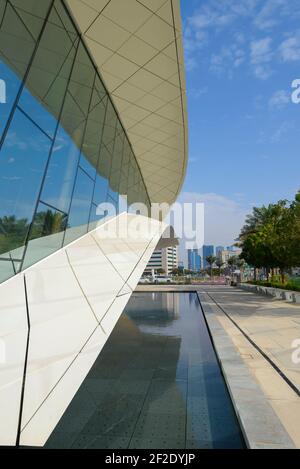 Etihad Museum in Dubai, Vereinigte Arabische Emirate. Ehemaliges Union House. Modernes Design-Kulturmuseum mit UAE-Erbe. Stockfoto