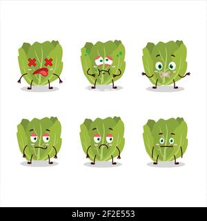 Romain Salat Cartoon-Figur mit nope Ausdruck. Vektorgrafik Stock Vektor