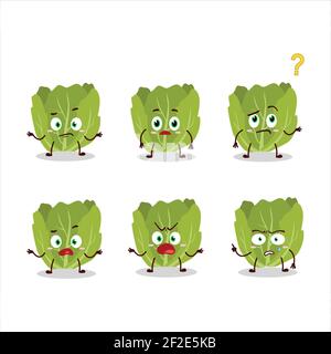 Cartoon-Charakter von romain Salat mit welchem Ausdruck. Vektorgrafik Stock Vektor