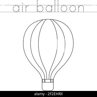 Tracing Buchstaben mit Cartoon Luftballon. Schreibpraxis. Stock Vektor