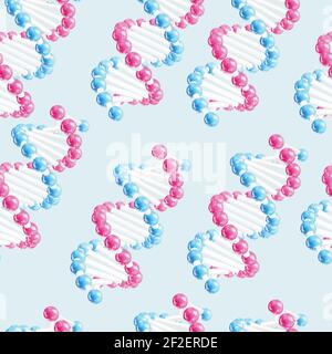 Farbige Wissenschaft nahtlose Hintergrund mit rosa und blauen DNA-Muster vektorgrafik Stock Vektor