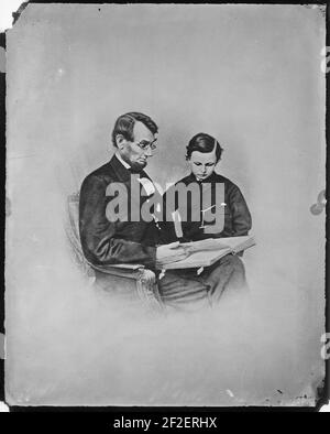 Präsident Abraham Lincoln und Tad Lincoln (4209372132). Stockfoto