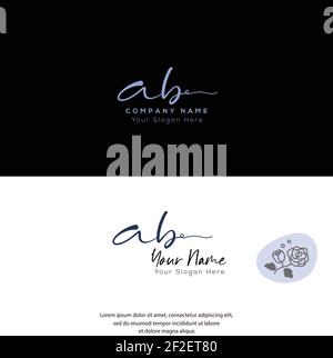 A B ab Initial Letter Handwriting und Signature Logo. Beauty Vektor anfängliches Logo .Mode, Boutique, Blumen und botanische Stock Vektor