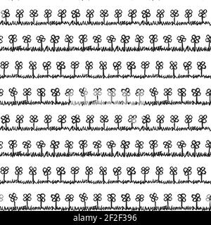 Ein nahtloses Muster mit handgezeichneten Blumen. Stock Vektor