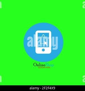 Online-Shop Logo Designs Vorlage, Vektor-Illustration Stock Vektor