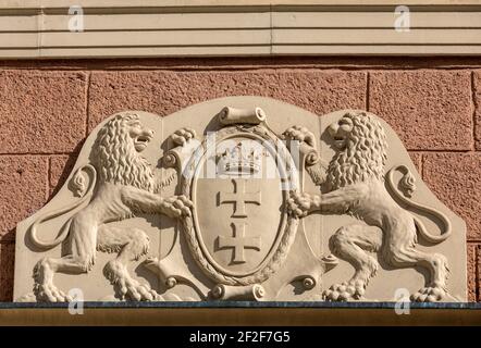 Das große Wappen der Stadt Danzig, Pommern, Polen Stockfoto