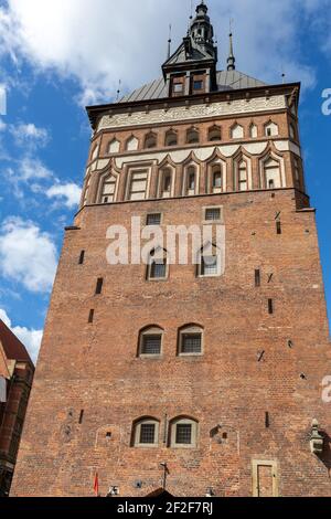 Der alte Stadtgefängnisturm in Danzig Polen. Enthält ein Bernsteinmuseum Stockfoto
