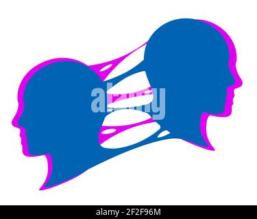 Bipolarität und Split-Bewusstsein Clipart. Stimmung Persönlichkeit und psychologische Stimmung schwankt von traurig zu fröhlich. Stock Vektor