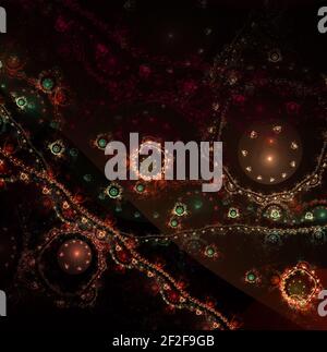 Fractal Jewelry - abstraktes computergeneriertes Bild. Abstrakte surreale magische Maschine. Dekorative Grafik-Element für Hintergründe von mystischen und esoter Stockfoto