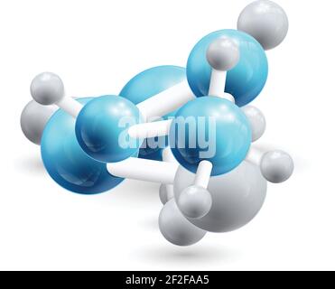 Strukturelles chemisches Formelobjekt bestehend aus drei blauen und weißen Atome durch die kleinen Elemente isoliert Vektor-Illustration verbunden Stock Vektor