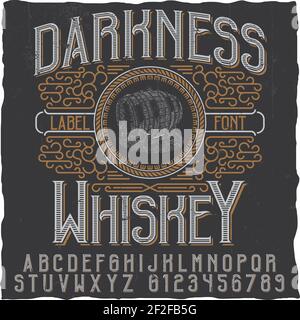 Darkness Whiskey Poster mit Bild von Holzfass Vektor-Illustration Stock Vektor