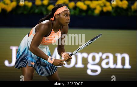 Dubai, Vereinigte Arabische Emirate. März 2021, 11th. Cori Gauff aus den Vereinigten Staaten während des Viertelfinales bei den Dubai Duty Free Tennis Championships WTA 1000 11 am 2021. März 2021 im Dubai Duty Free Tennis Stadium in Dubai, Vereinigte Arabische Emirate - Foto Rob Prange/Spanien DPPI/DPPI/LiveMedia Kredit: Paola Benini/Alamy Live News Stockfoto