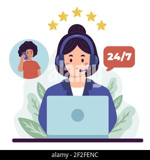 Organisch flach Kundensupport Illustration Vektor Illustration. Stock Vektor