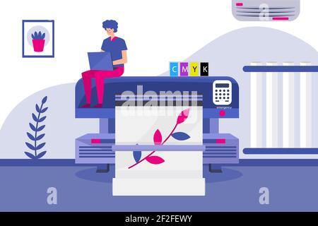 Druckindustrie flaches Design Vektor-Illustration. Stock Vektor