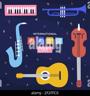 Flache internationale Jazz Tag Illustration Vektor Illustration. Stock Vektor