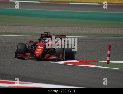 Sakhir, Bahrain. März 2021, 12th. Formel 1: Test startet, Sakhir International Circuit. Charles Leclerc von Scuderia Ferrari auf Kurs. Kredit: Hasan Bratic/dpa/Alamy Live Nachrichten Stockfoto