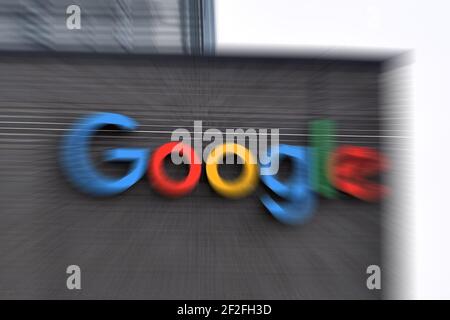 München, Deutschland. März 2021, 11th. Google Germany GmbH in München, Arnulfpark Zentrale, Büros, Fassade, Gebäude, Logo, Firmenlogo, Firmenemblem. Quelle: dpa/Alamy Live News Stockfoto