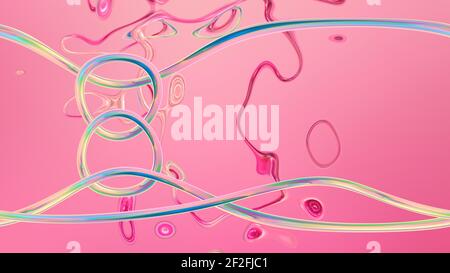 Abstrakt rosa Hintergrund mit hellen Linien. 3D Bilder, 3D Rendering Stockfoto