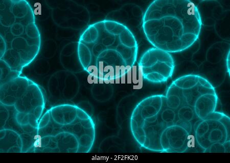 Künstlerische moderne hellblau große Menge an biologischen Mikroorganismen Digital gezeichnete Hintergrund- oder Texturdarstellung Stockfoto