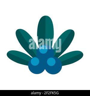 Einfacher minimalistischer grüner Zweig der Heidelbeere mit blauen Beeren. Florale Kollektion von eleganten Pflanzen für die saisonale Dekoration. Stilisierte Ikonen von botan Stock Vektor