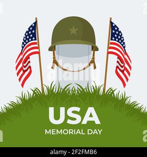 Flache Memorial Tag Illustration Vektor-Illustration. Stock Vektor